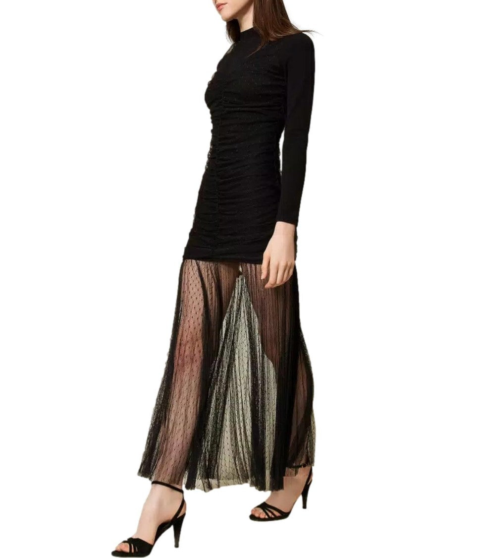 Twin-Set Floor-Length Tulle And Viscose Knit Dress