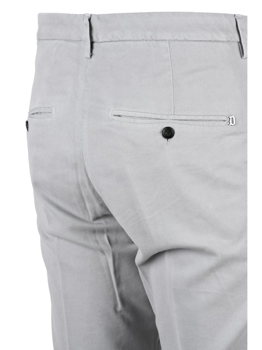 Dondup Light Grey Gaubert Slim-Fit Modal-Cotton Blend Trousers