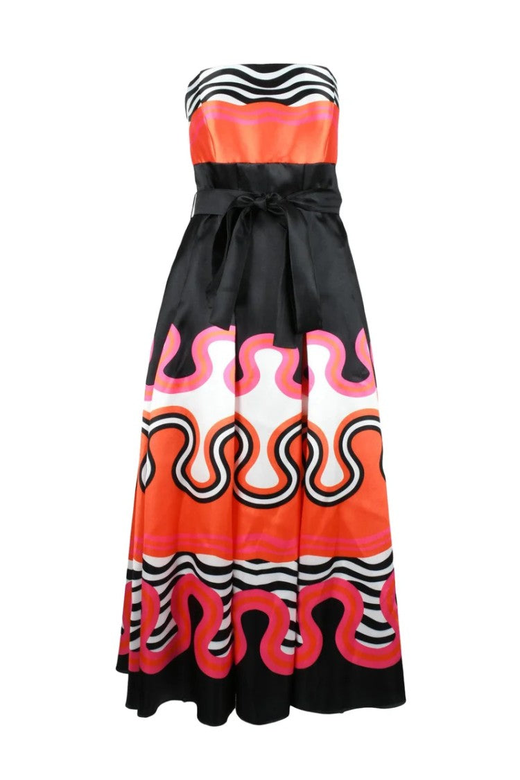 Allure Long Bustier Dress - Black/Red