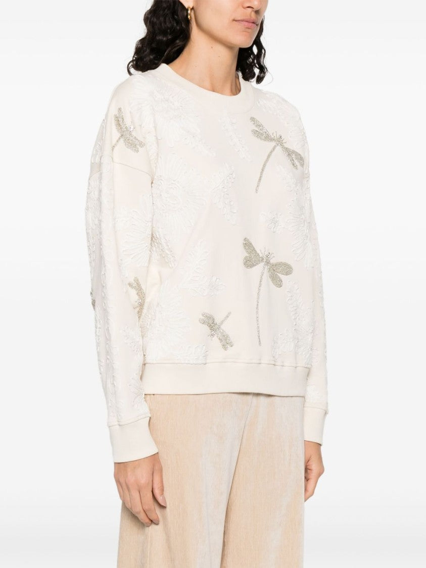 Forte Forte Soft Cotton-Elastane Sweatshirt With Textured Dragonfly Pattern