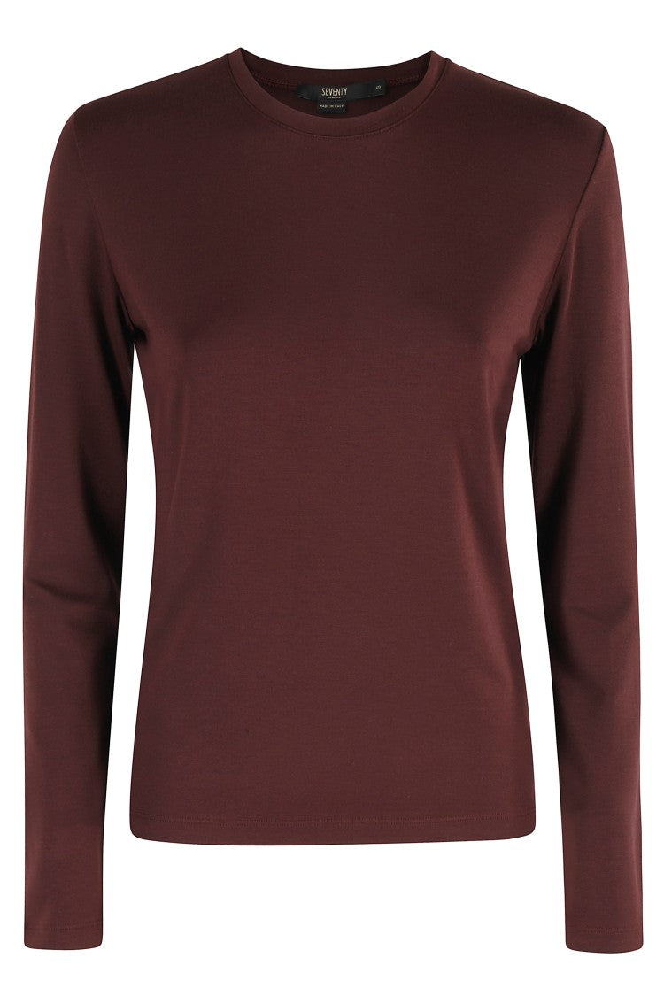 Seventy Long-Sleeved Bordeaux T-Shirt With Classic Crew Neckline