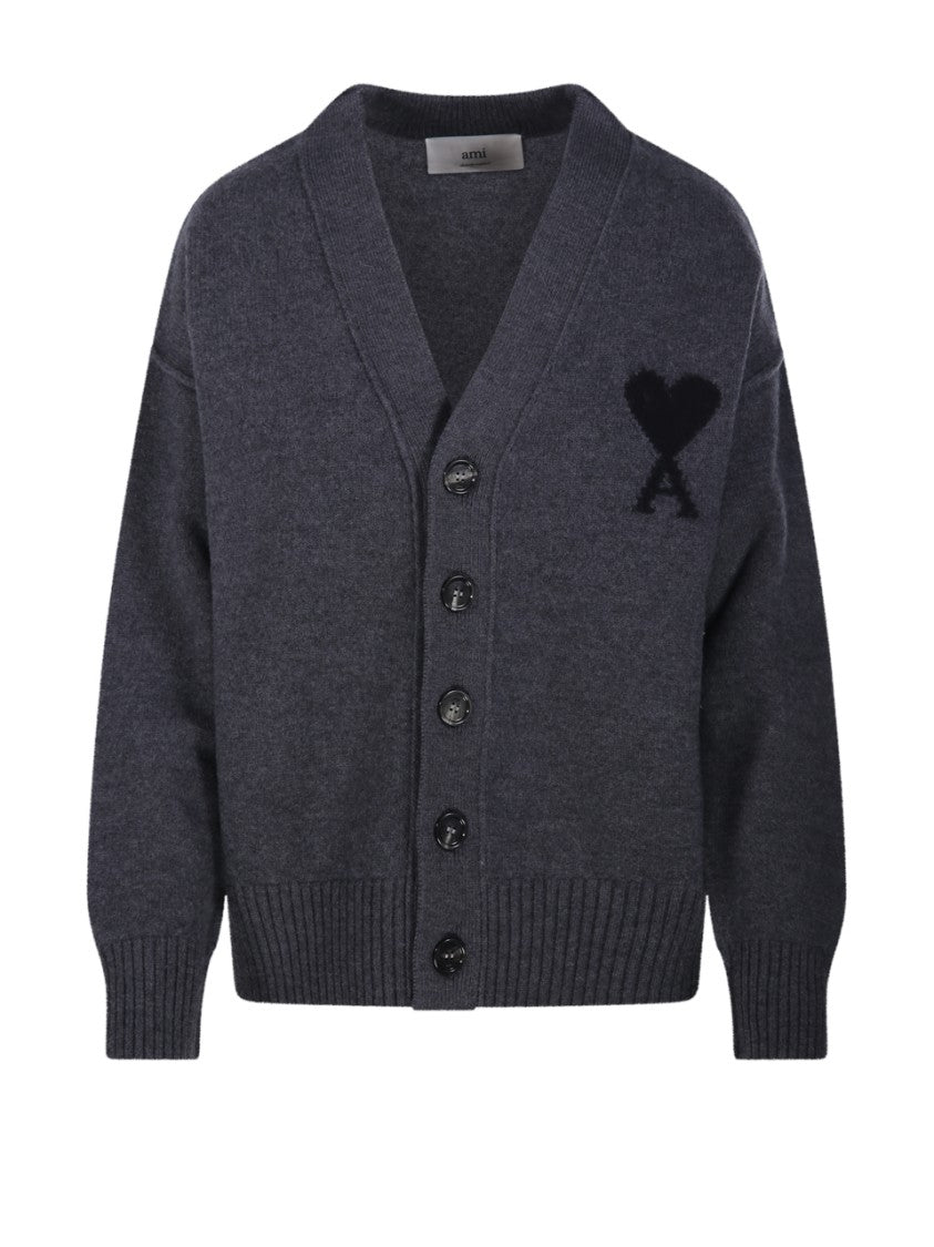 Ami V Neck Felted Merino Adc Cardigan