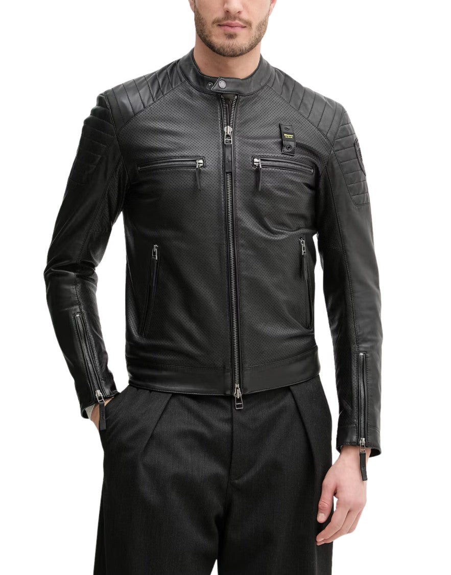 Blauer Black Crossland Leather Jacket