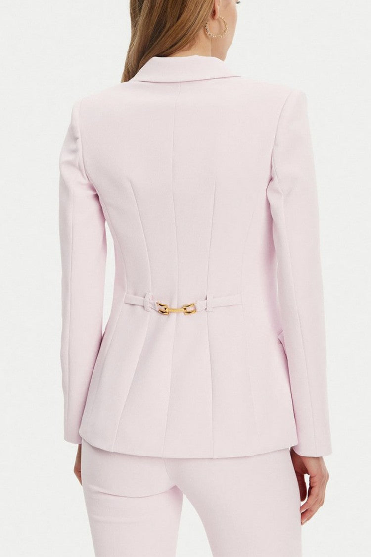 Elisabetta Franchi Pink Single-Button Polyester-Blend Blazer