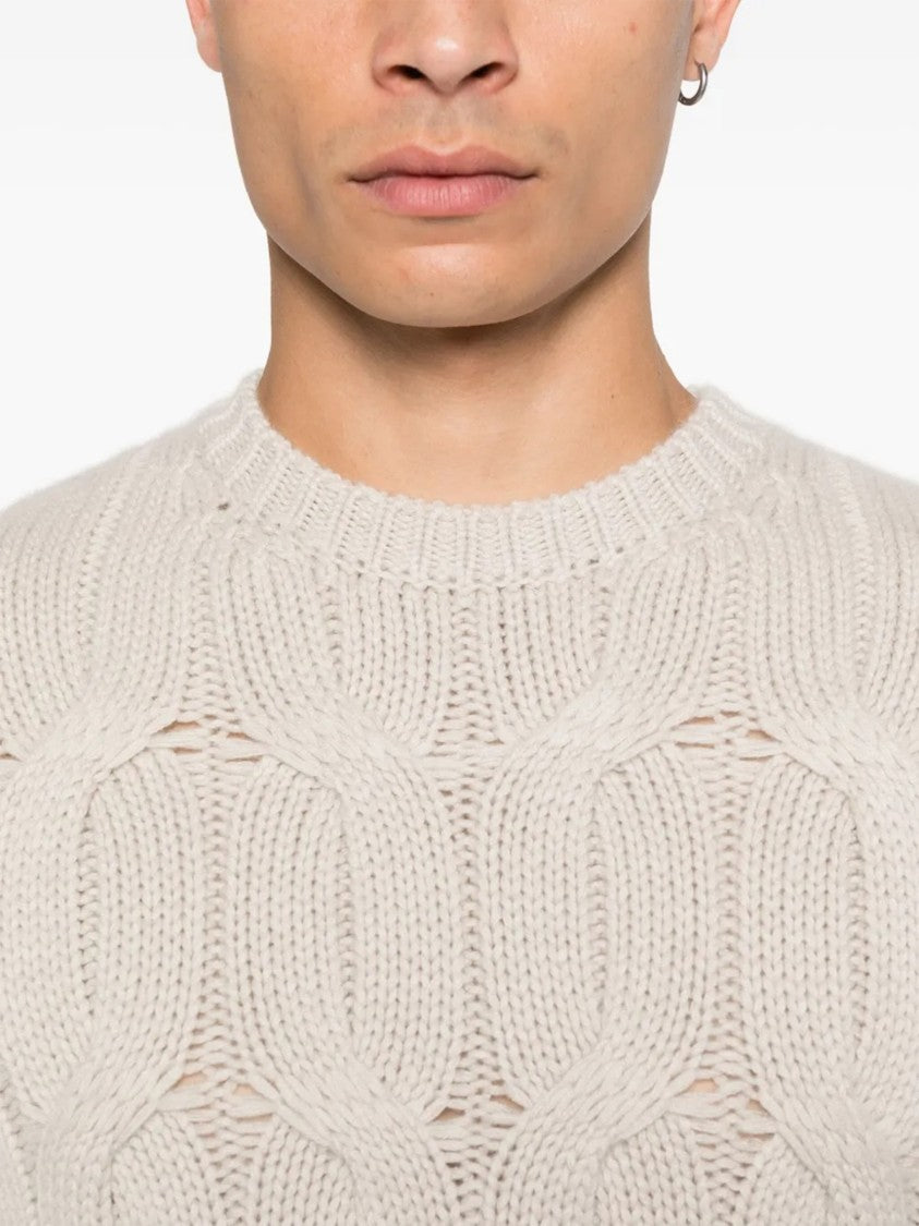 Drumohr Treccia Cable Knit Crew Neck Sweater