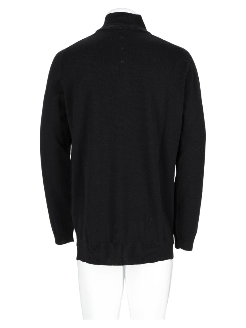 Premiata Black Half-Zip Stand Collar Ribbed Knit Sweater