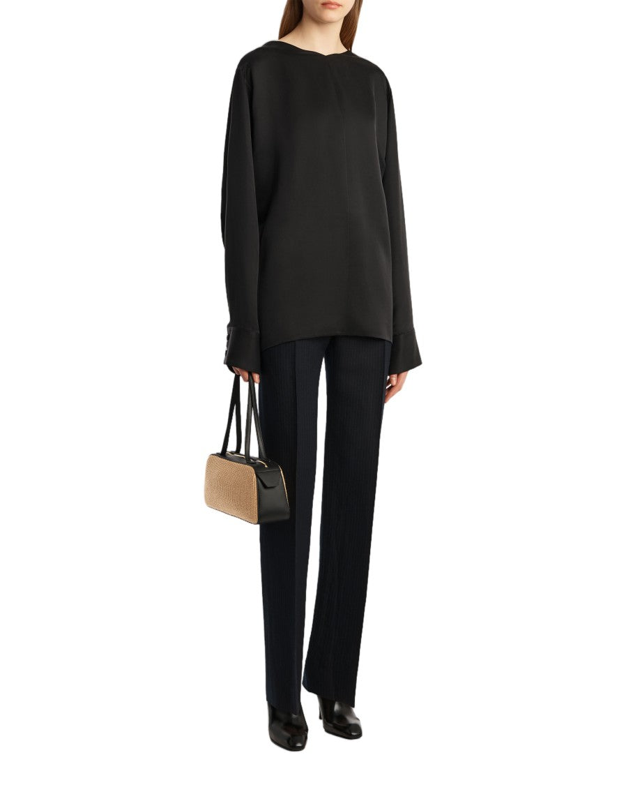 Khaite Long-Sleeved Top With Open Back And Ribbon Ties
