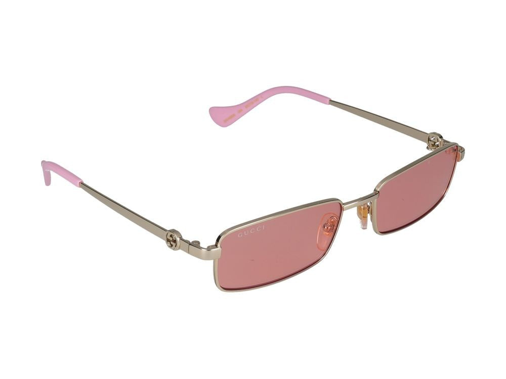 Gucci Gold Rectangular Metal Sunglasses