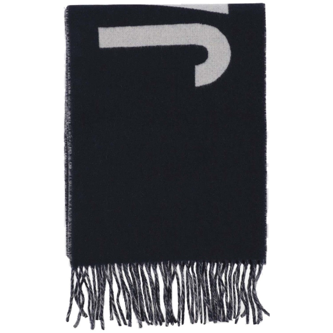 Jacquemus Navy Wool Scarf With Contrasting Logo Detail