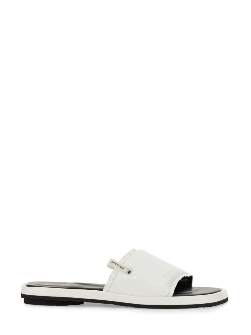 Premiata White Slide Sandal With Lamb Leather Upper