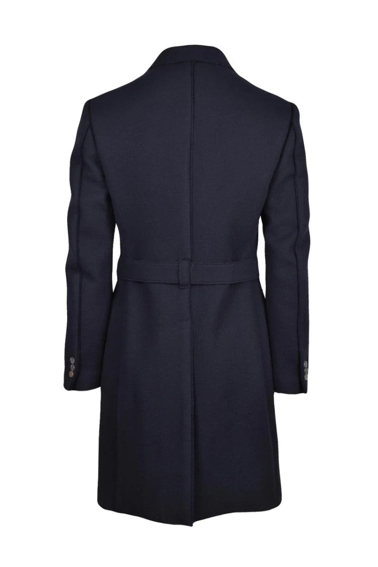 Maurizio Miri Wool Coat - Navy Blue