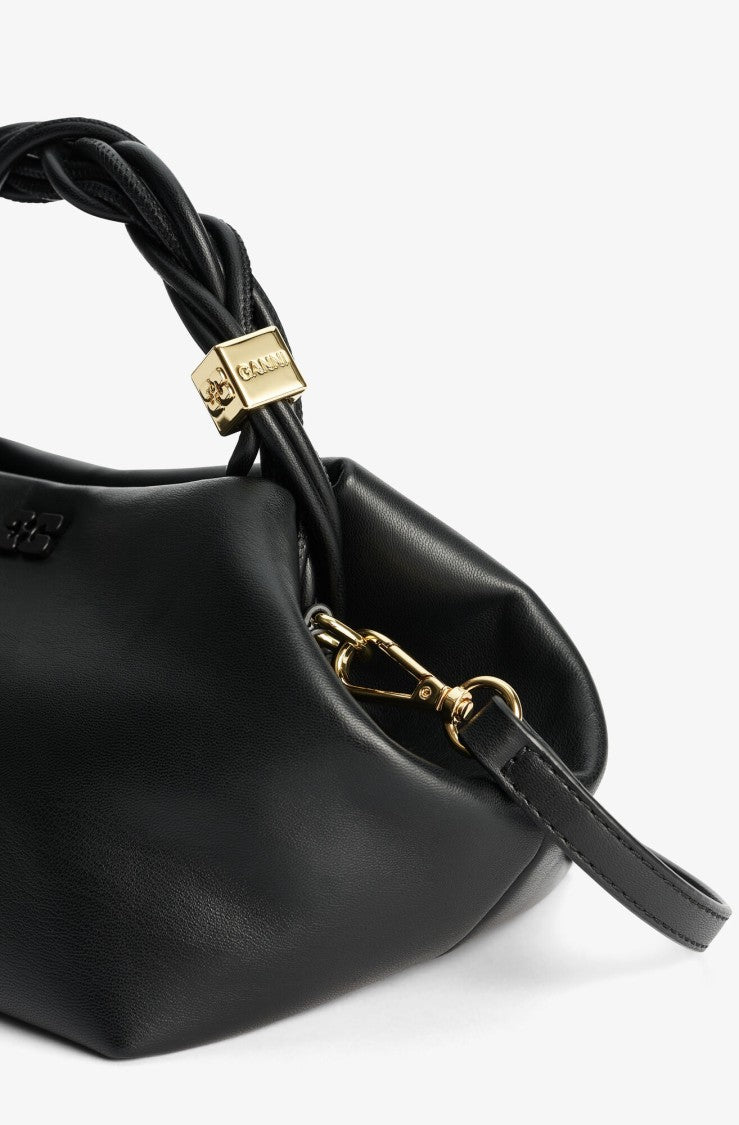Ganni Small Black Bou Bag With Twisted Handle And Magnetic Closure