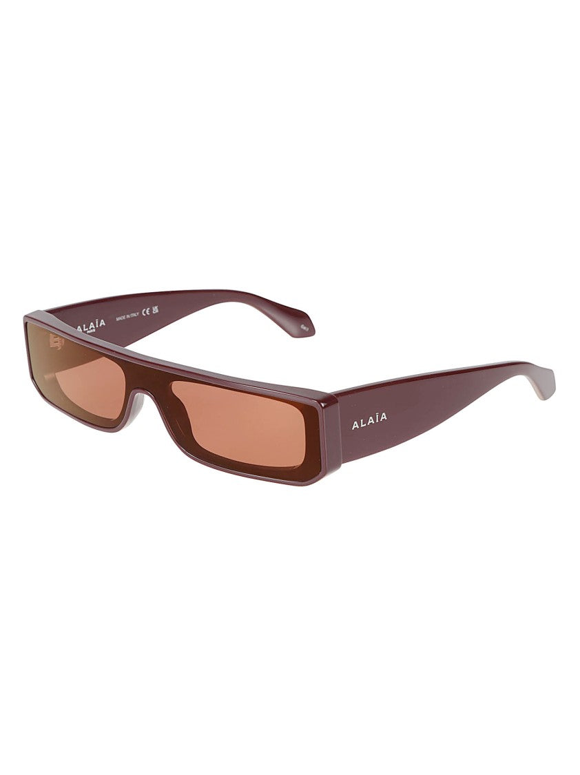 Alaïa Rectangular Deep Burgundy Acetate Sunglasses With Tinted Lenses