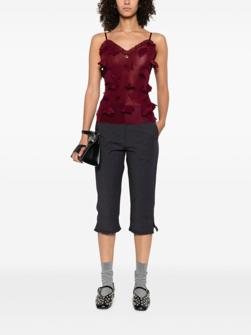 Coperni Burgundy Appliqué Spaghetti Strap V-Neck Top