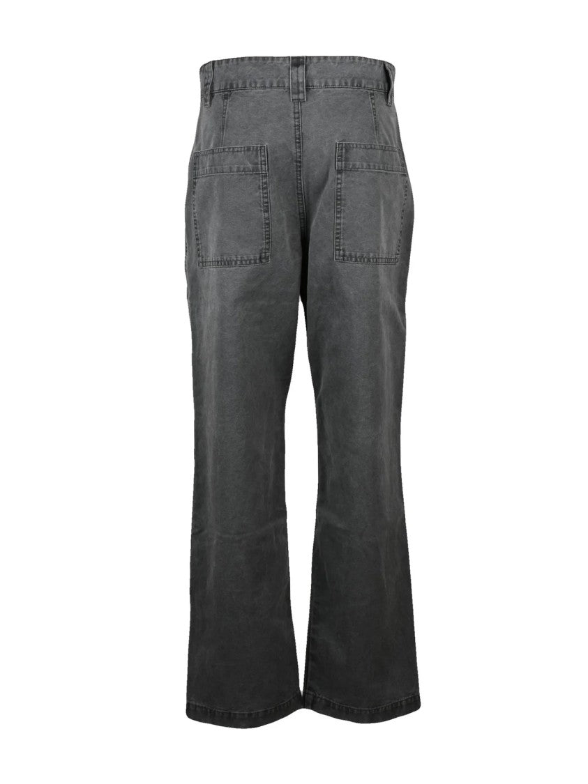 Isabel Marant High-Waisted Black Cotton Trousers With Pleated Detailing