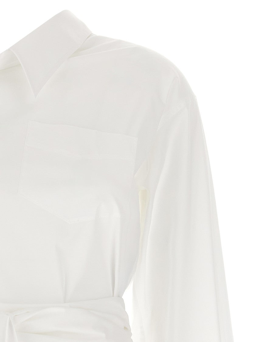 Moschino One-Shoulder Cotton Poplin Shirt With Asymmetric Design And Sash Detail