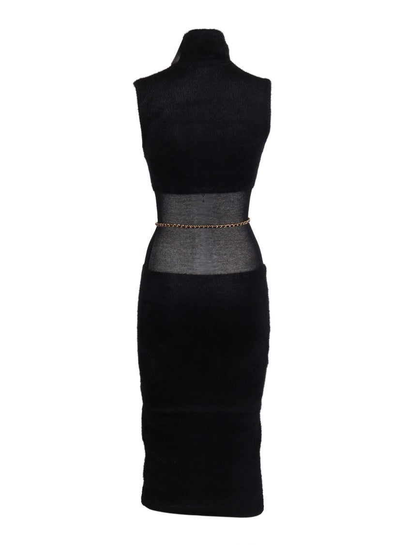 Elisabetta Franchi Sleeveless Sheer Mesh Midi Dress