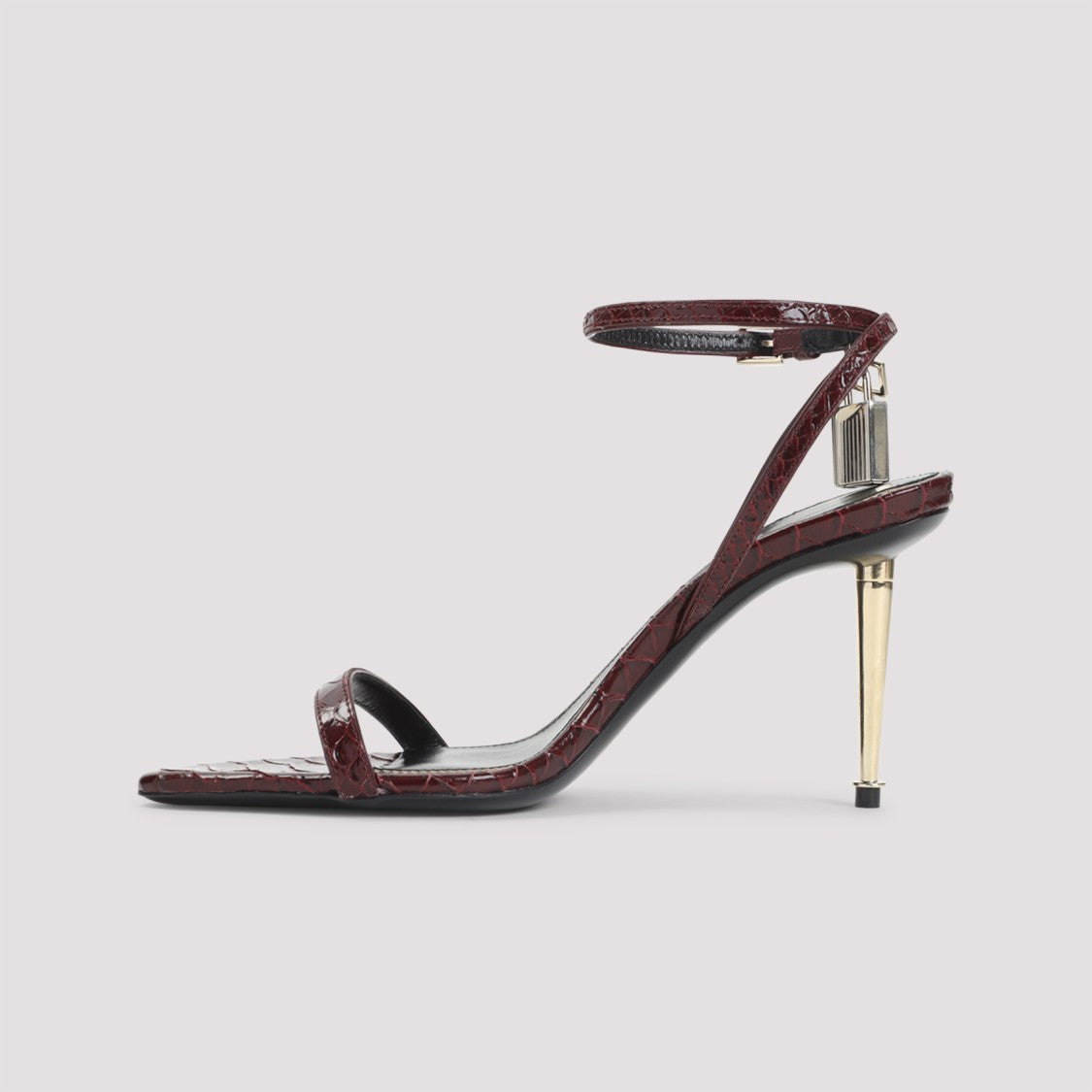 Tom Ford Semi Shiny Printed Python Red Calf Leather Sandals