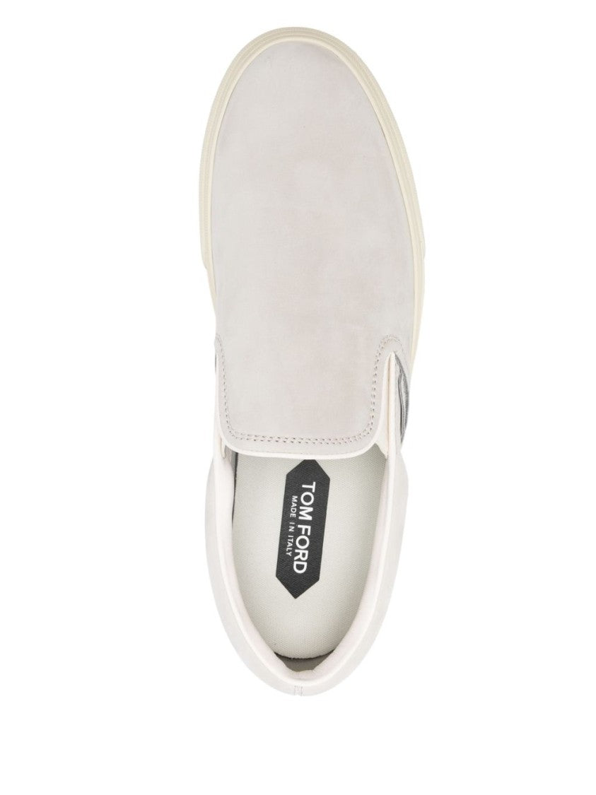 Tom Ford Slip-On Sneakers With Cream Calf Suede Upper