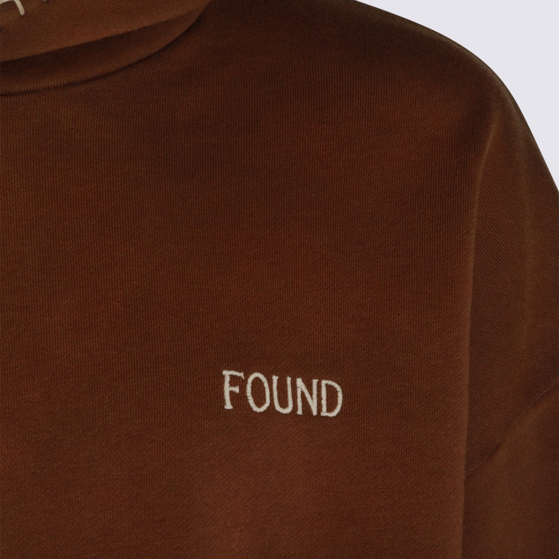 Found Relaxed Fit Brown Hoodie With Contrasting Whipstitch Details