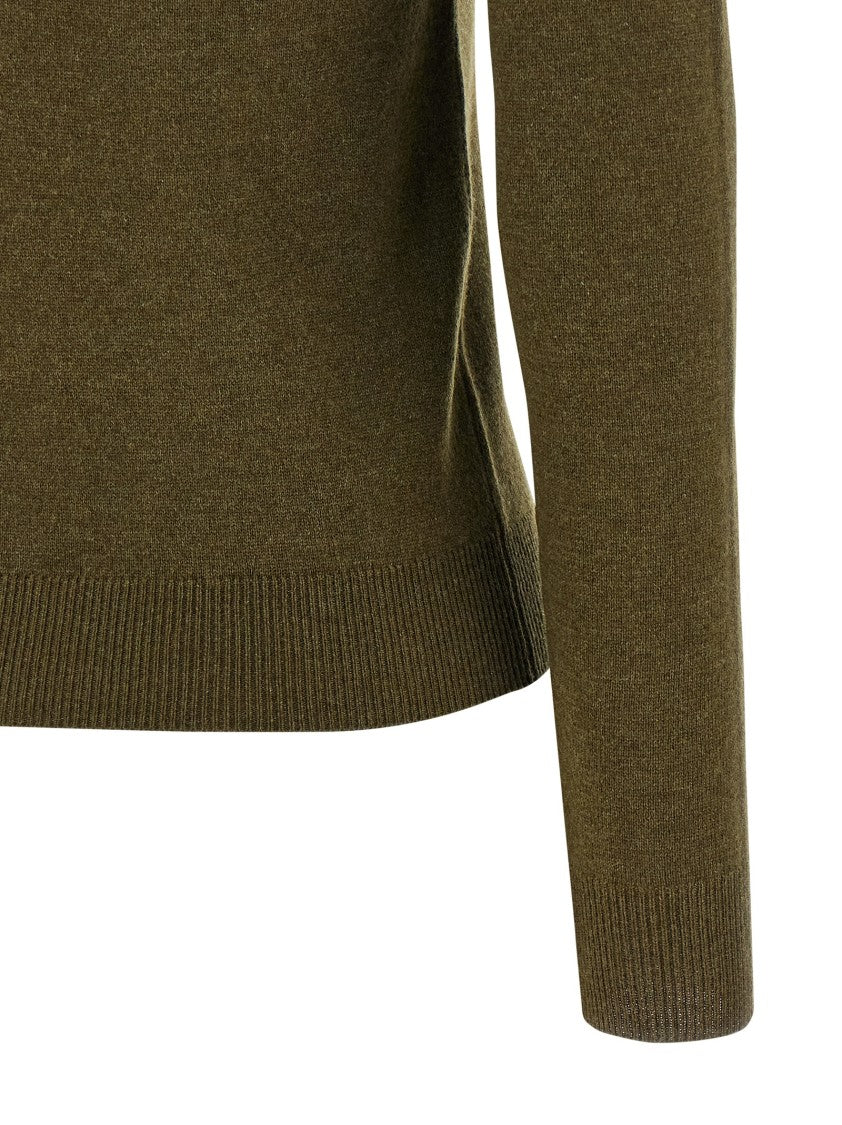 Saint Laurent Cashmere Sweater With Wide V-Neckline And Cuffed Sleeves