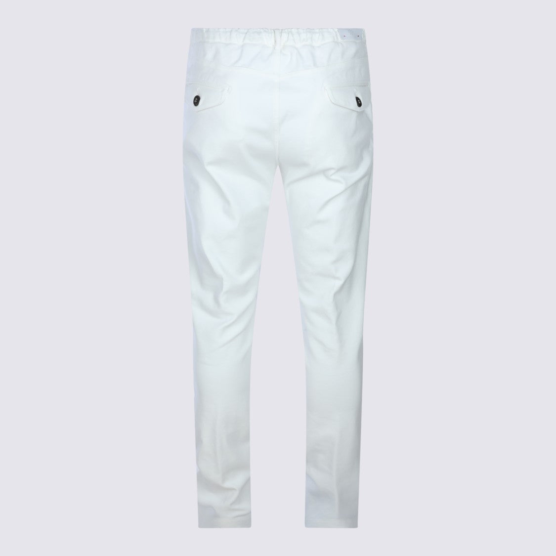 Eleventy Straight-Leg Pants Elastic Waistband Zip Closure - White