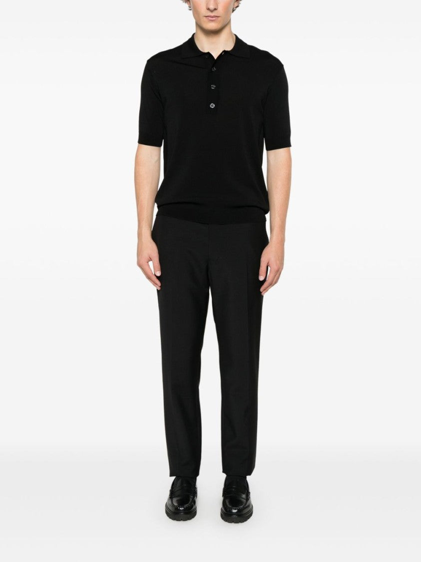 Low Brand Black Polo Shirt With Four-Button Placket