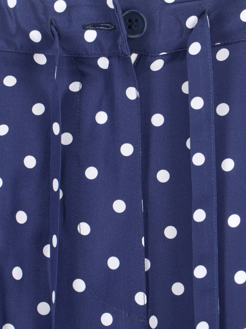 Parosh Silk Polka Dot Pants With Front Bow Detail