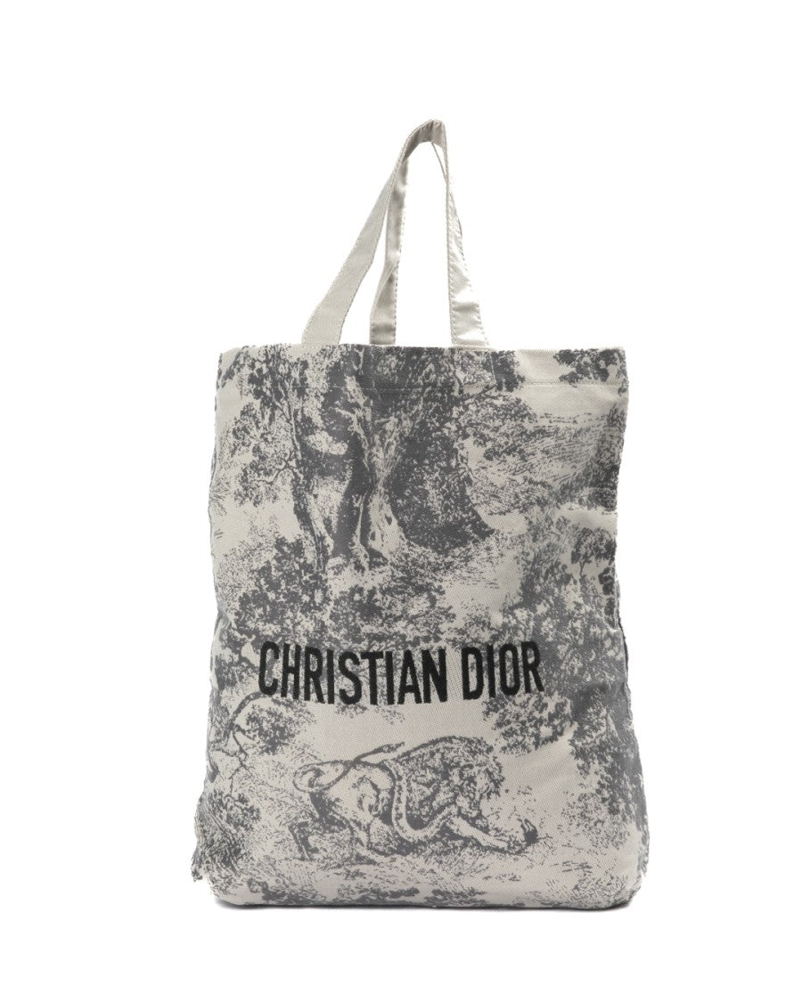 Dior Grey Toile De Jouy Small Canvas Tote Bag