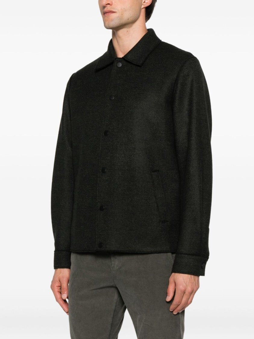 Harris Wharf London Boxy Virgin Wool Coat With Herringbone Texture