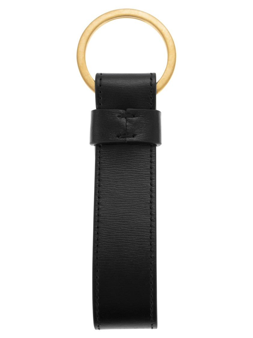 Tod's Personalized Leather Keyring With T Timeless Logo