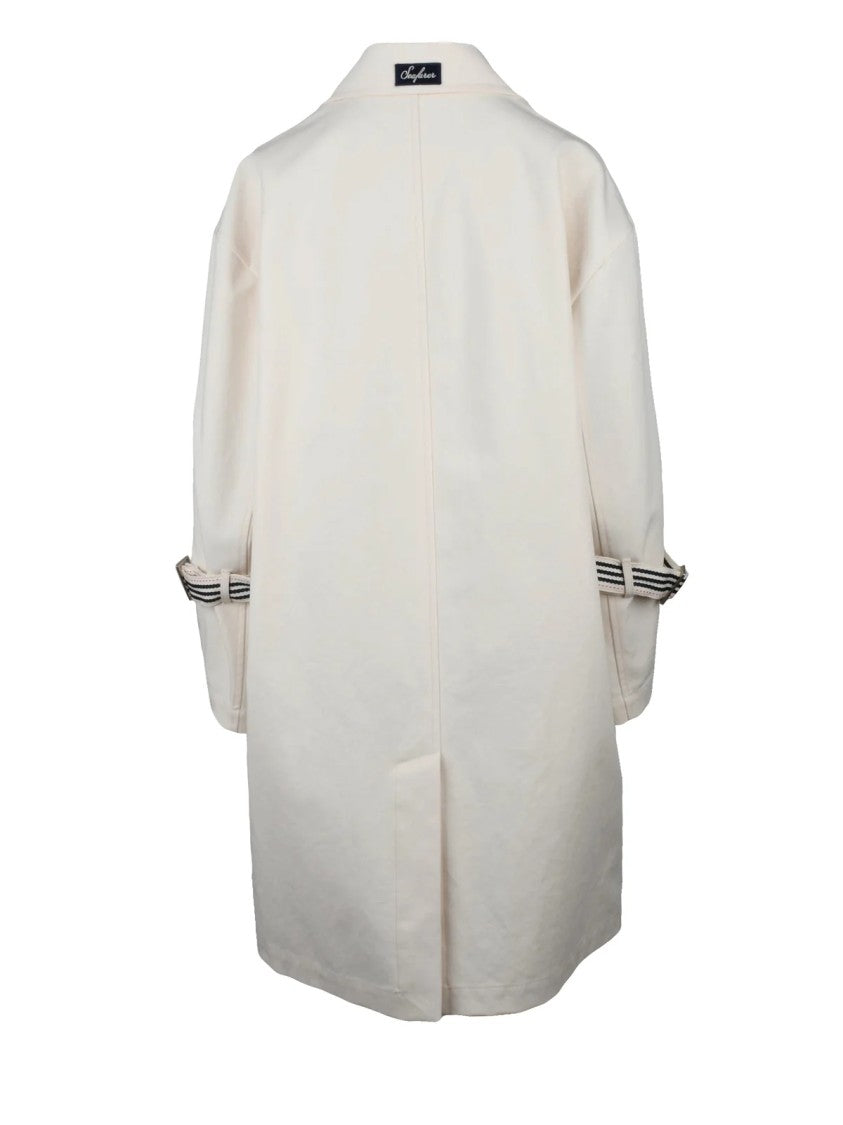 Seafarer White Cotton Canvas Duster Coat