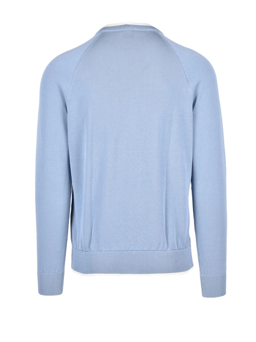 Eleventy Light Blue Men Cotton Crew Neck Sweater