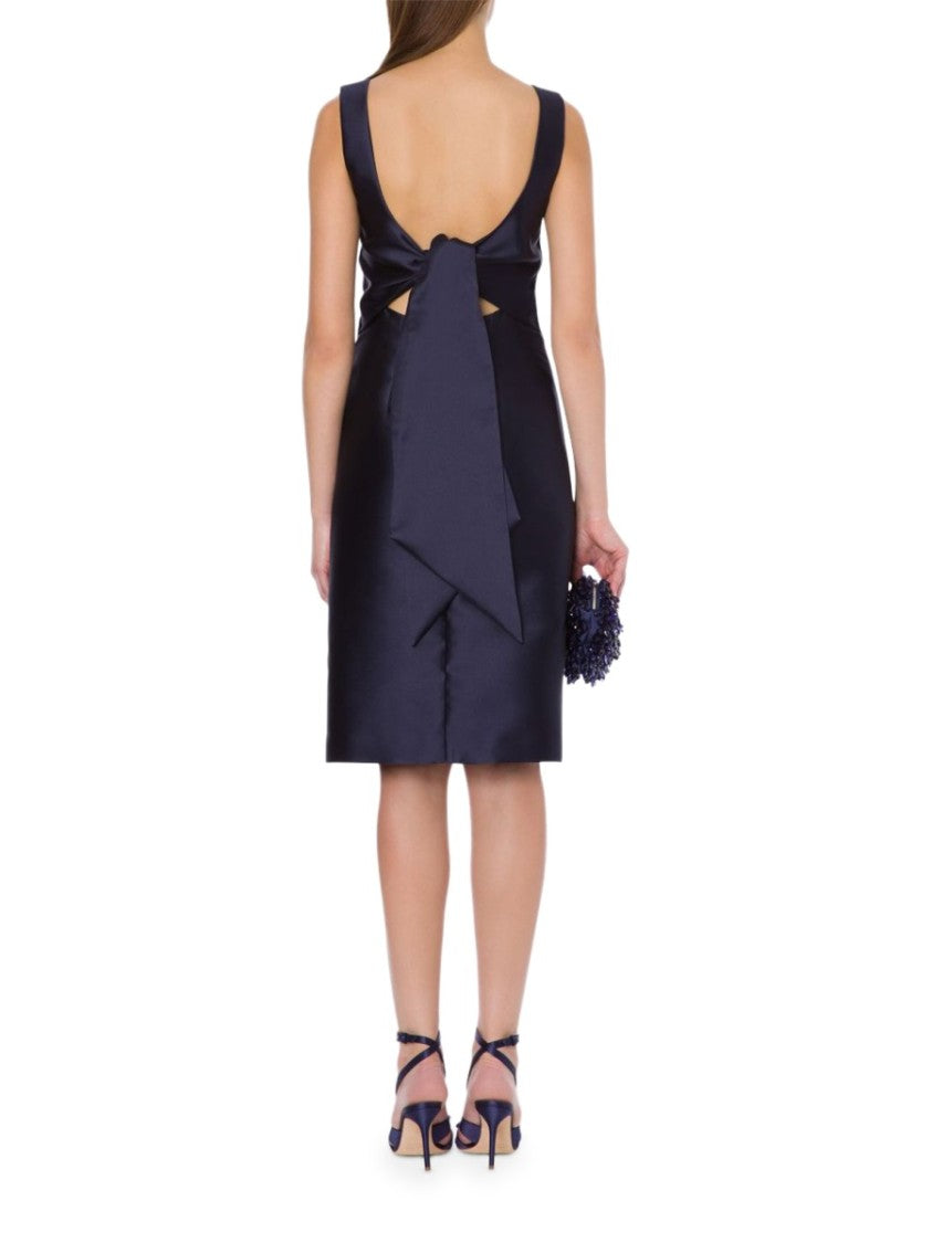 Alberta Ferretti Rich Blue Satin Open Back Midi Dress