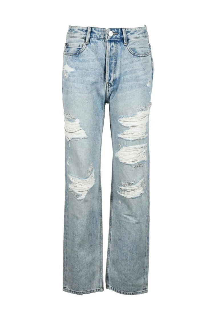 Miss Sixty Light Blue Baggy Jeans With Beads