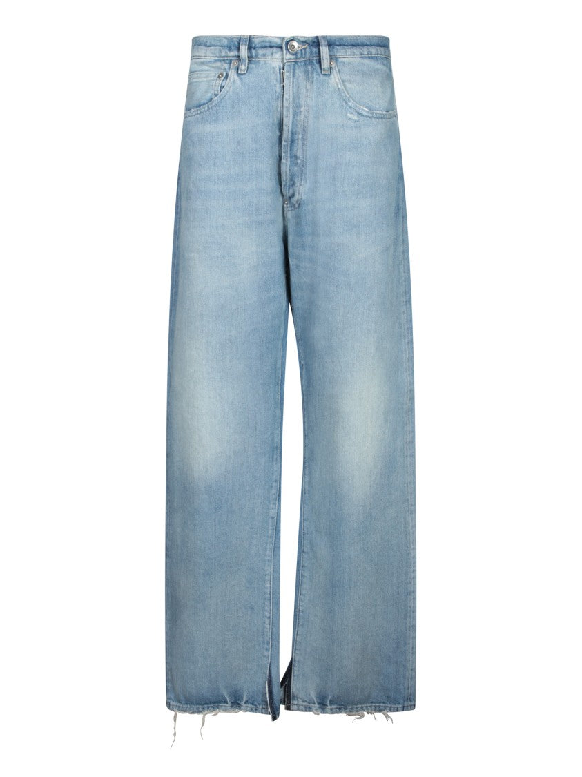 Maison Margiela Light Blue Wide-Leg Jeans With Frayed Finish