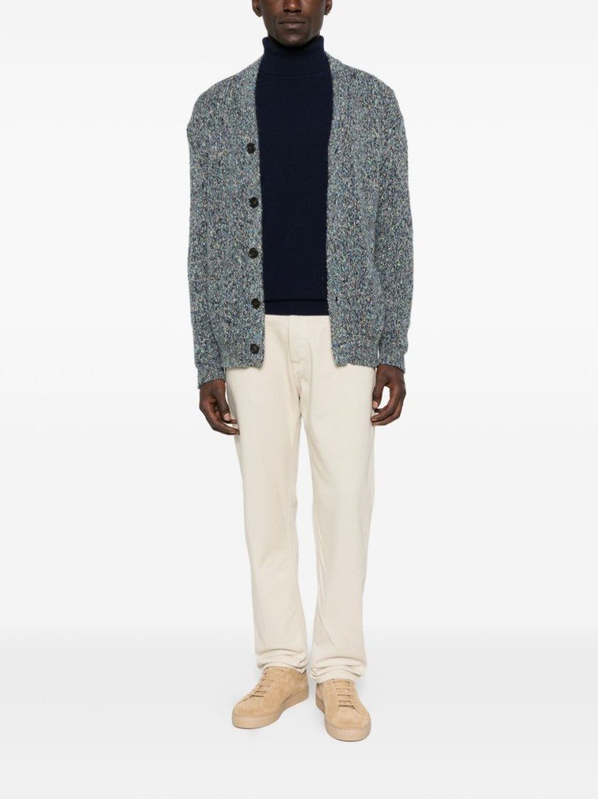 Daniele Fiesoli Classic Navy Blue Turtleneck Sweater