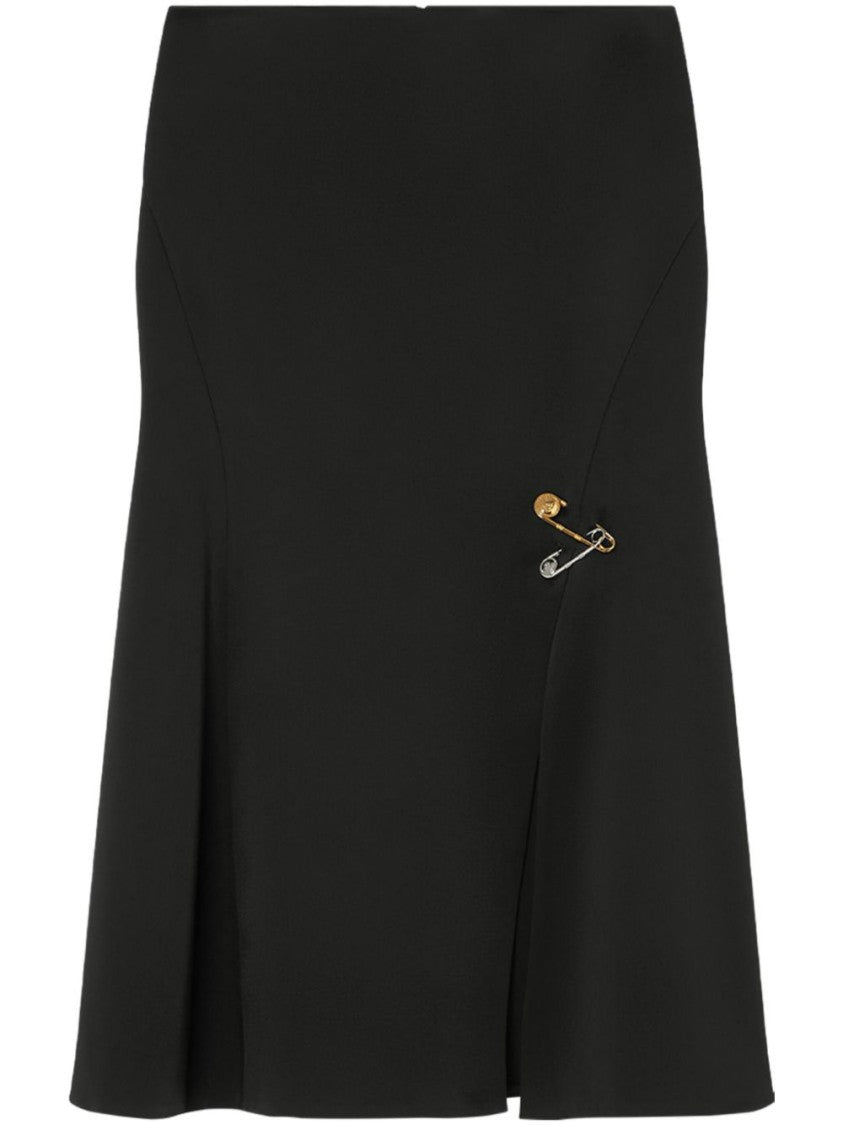Versace Black Flared Midi Skirt