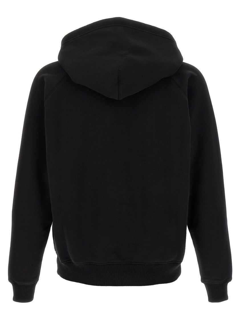 Tom Ford Black Cotton Hoodie With Zip Closure