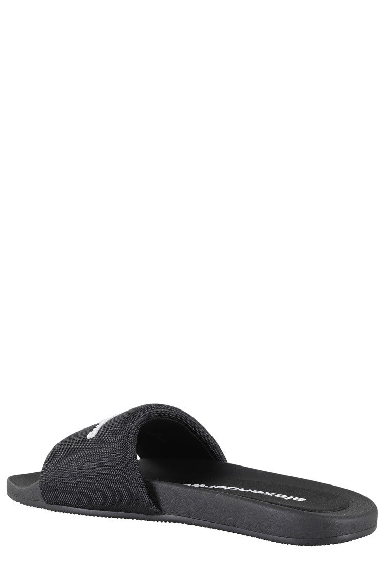 Alexander Wang Black Aw Pool Slide Padded Nylon Rubber Slides