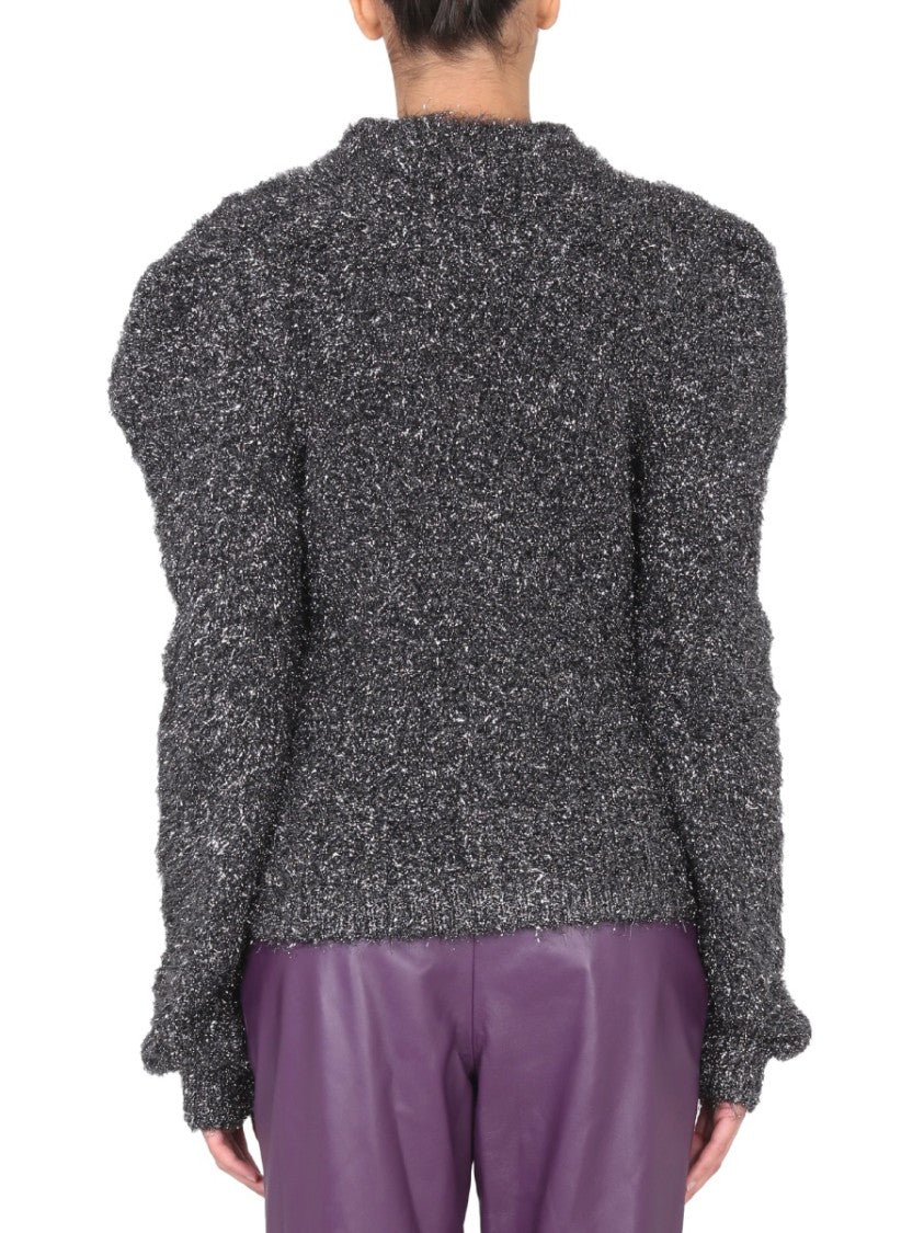 Alberta Ferretti Crossbar Textured Jersey Sweater