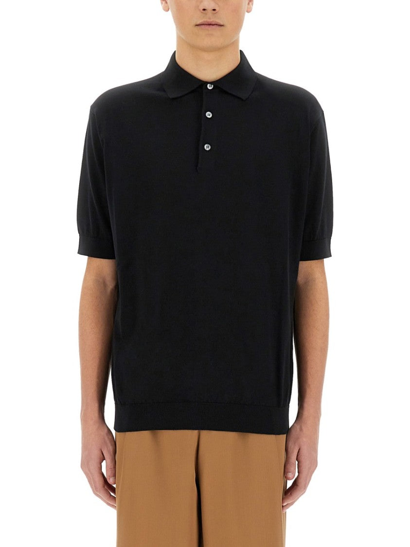 Lardini Black Knitted Polo
