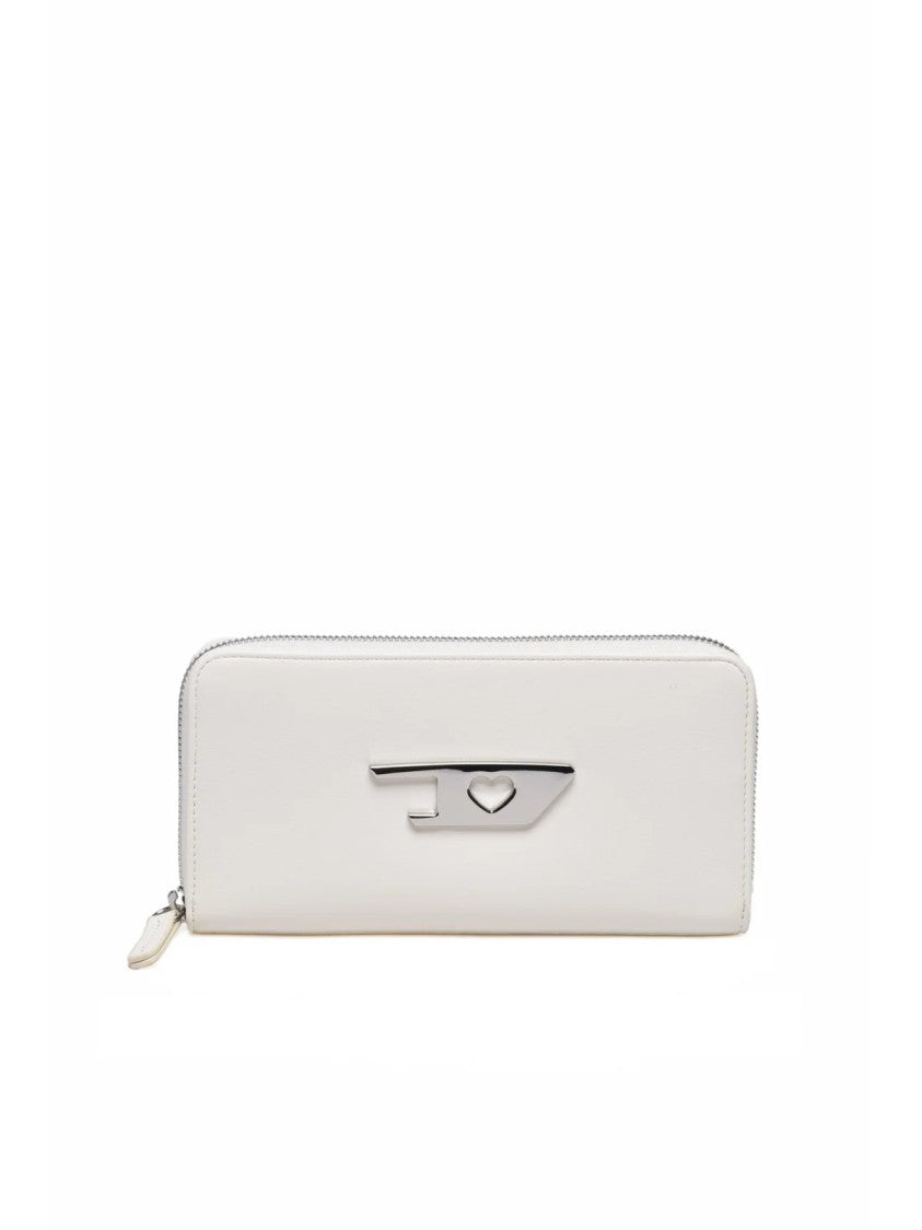 Diesel White Polyurethane Zip-Around Wallet