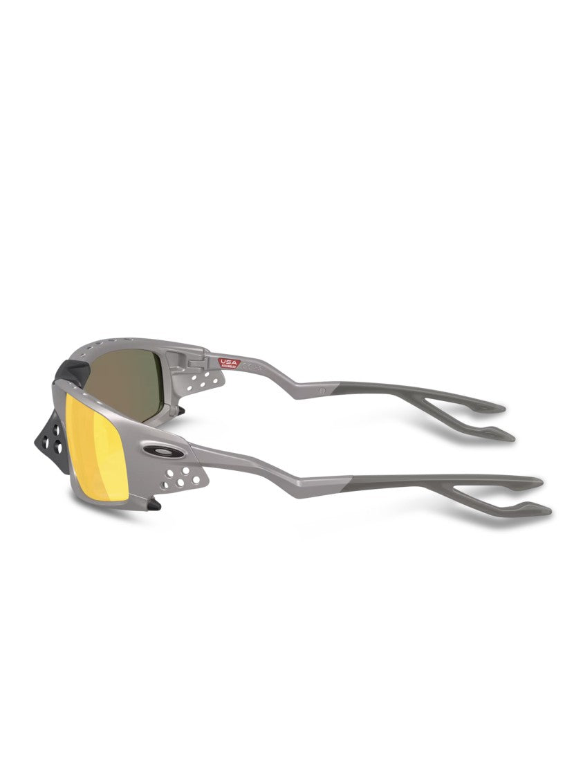 Oakley Metallic Grey Frame Red-Orange Mirrored Sunglasses