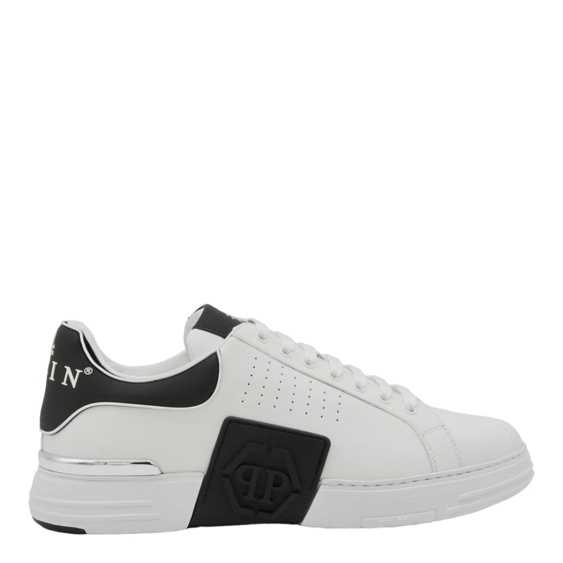 Philipp Plein White Leather Sneakers With Perforated Detailing