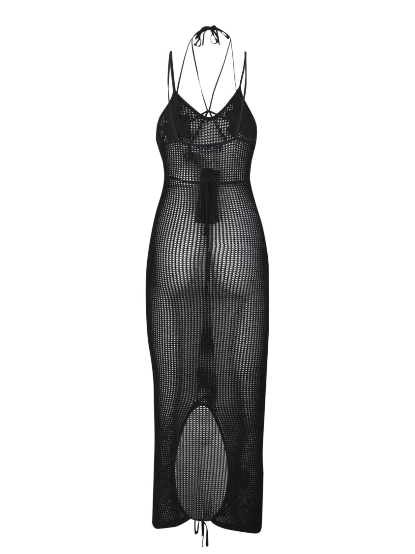 Andreâdamo Textured Black Midi Dress