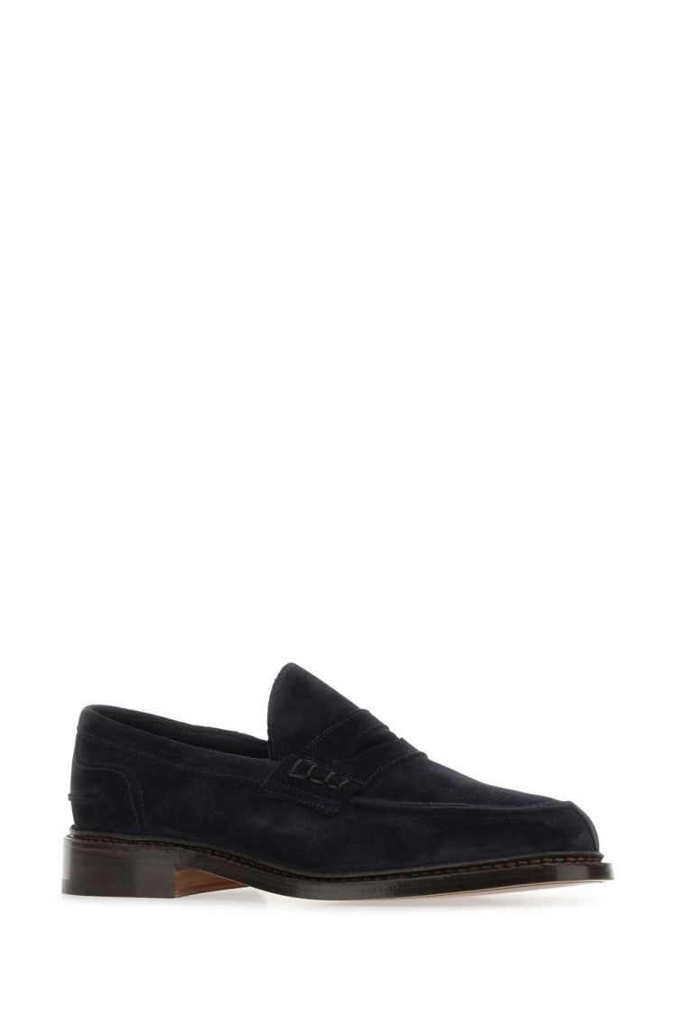Tricker's Dark Blue Suede Adam Loafers