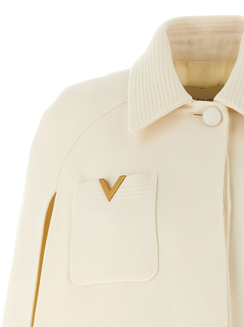 Valentino Garavani Double-Layered Drill Cape With Velvet-Button Closure