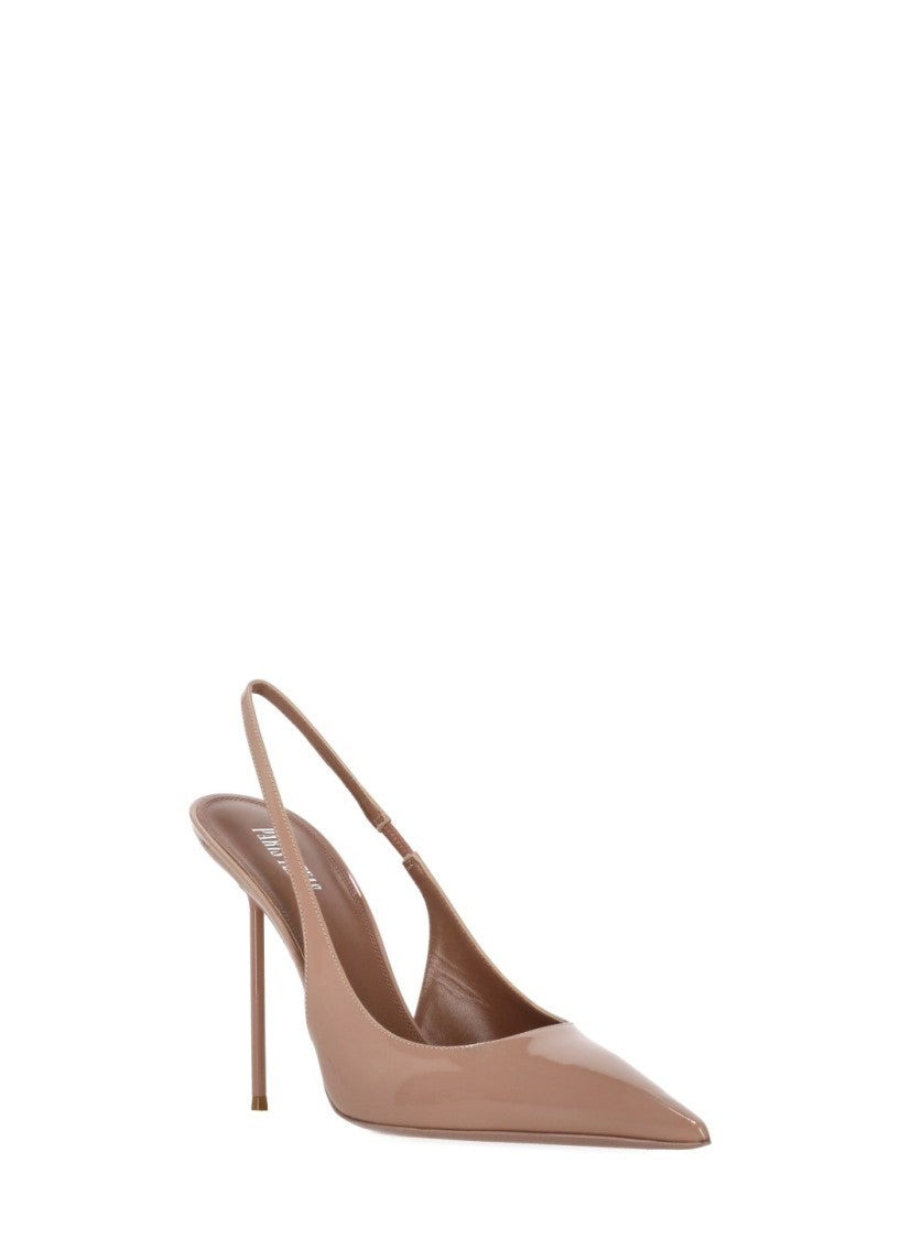 Paris Texas Antique Rose Arrow Toe Patent Leather Slingback Pumps