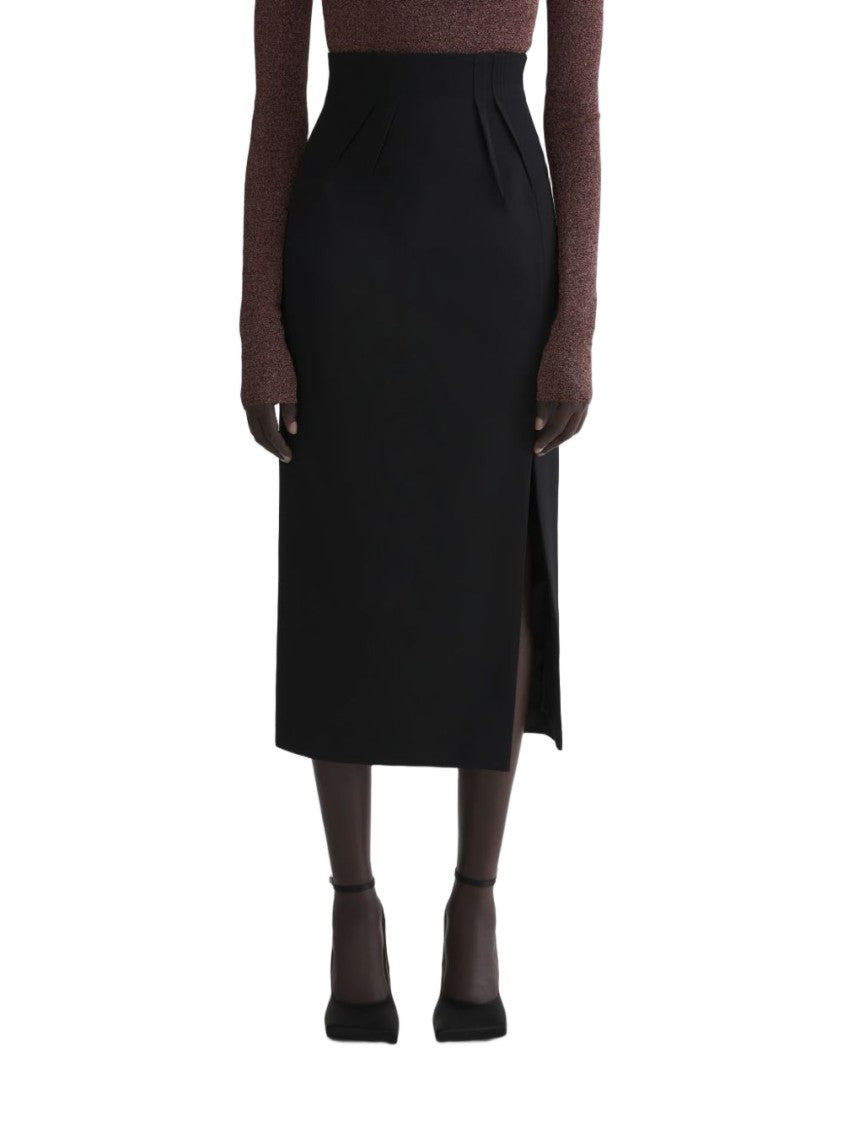 Mugler Black Panelled High Waist Slit Skirt